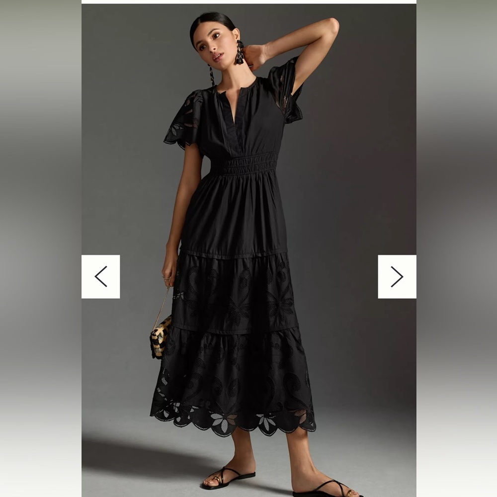 Anthropologie Black The Somerset Maxi Dress: Cutwork Edition